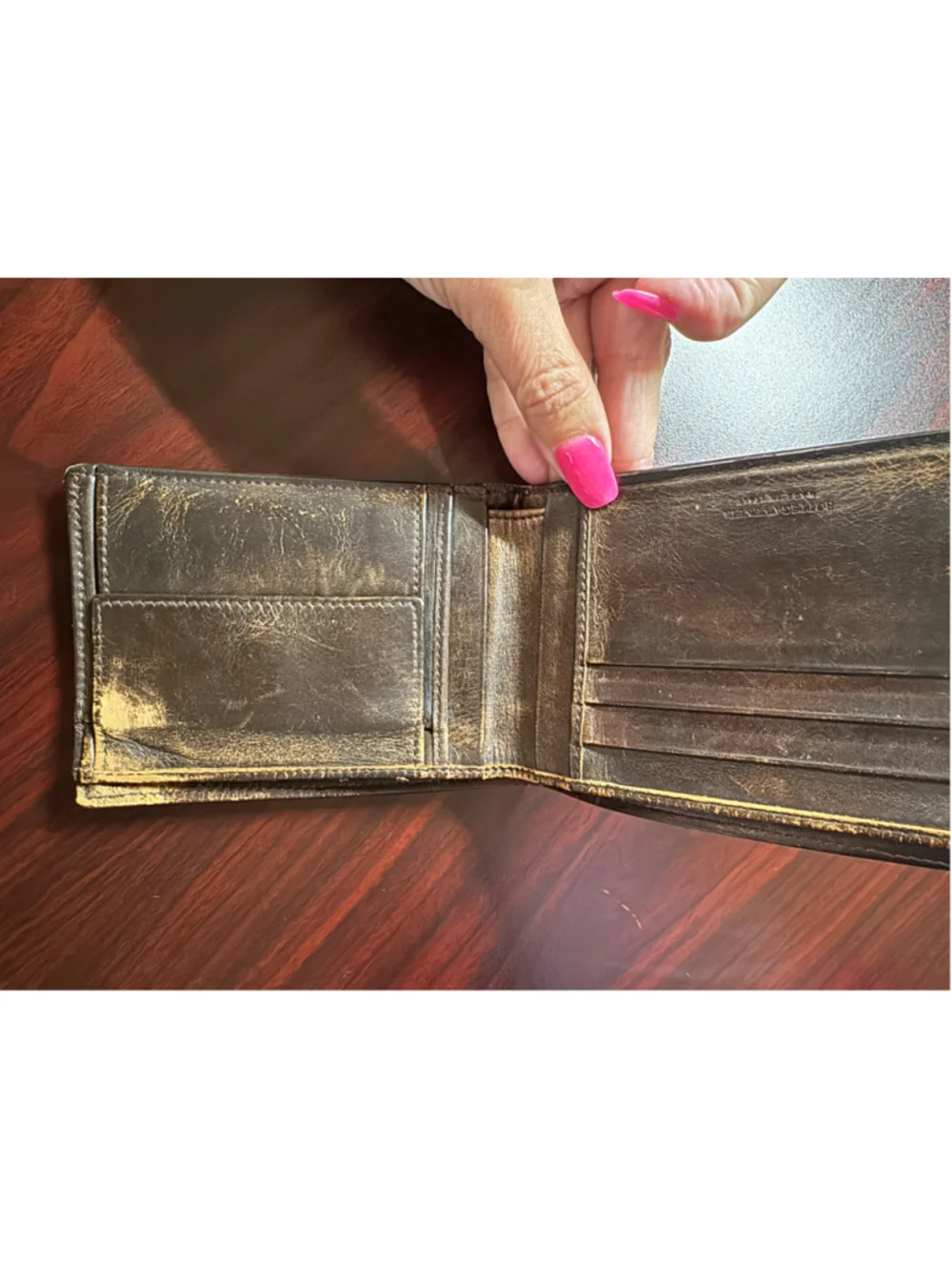 Bottega Veneta Intrecciato Brown Leather Bifold Wallet Distressed